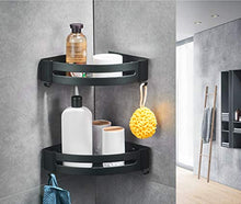 LYM &ripiano di stoccaggio Bagno Scaffale, Triangolo Scaffale, Scaffale, Storage Rack a 2 Strati Nero Scaffale di Finitura