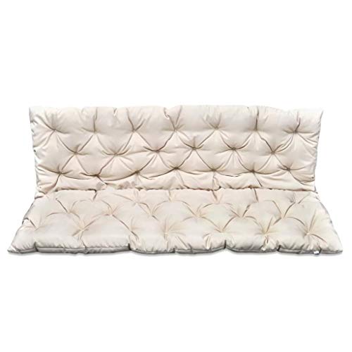Cuscini per Dondolo 150 cm Cuscino Imbottito per Giardino Esterno per Dondolo,Cuscino per Panca a 2-4 Posti,Cuscini per divani,Cuscini per poltrone,150 x 98 cm,Crem