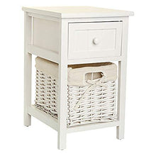 NYDZDM Comodini, Set di 2 Lucido Comodino Bianco Dresser con 1 cassetto e 1 Cesto Rattan for Camera da Letto
