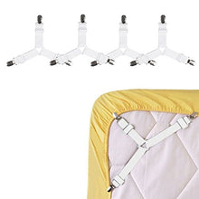 Joseche - Bretelle elasticizzate regolabili per angoli lenzuola, coprimaterassi, letto o divano, 8 pezzi, colore: nero Triangle White [4PCS]