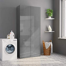 FAMIROSA Armadietto Grigio Lucido 80x35,5x180 cm in Truciolato