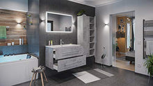Set di mobili da bagno Firenze 100 (4 parti/B) grigio cemento e specchio a LED