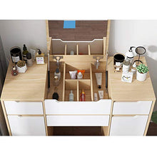 DD&QG 2-Pollici-1 Moderno Tavolo da Toeletta per Camera da Letto,Sgabello Imbottito,Tavolo da Trucco Scrivania con Inverti Specchio Superiore,Toeletta con Cassetti-Naturale 80x40x80cm(31x16x31inch)