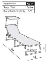 Stiliac Sedia sdraio da giardino prendisole pieghevole relax con tettuccio in alluminio, trasportabile grazie a 2 maniglie, BEIGE