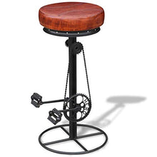 vidaXL Sgabello da Bar Vera Pelle con Pedali Bici Marrone e Nero Sedia Cucina
