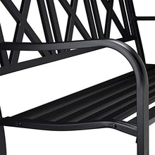 Relaxdays, Nero Panca da Giardino in Metallo, 2 Posti, Resistente, Panchina da Balcone HxLxP 81 x 127 x 56 cm