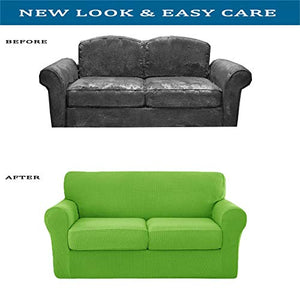 Orumrud Corpridivano Elasticizzato con Copricuscino Separato, Copridivano 2 Posti con 2 Copricuscini per Soggiorno, per Proteggere Il Divano (Color : Glass Green)
