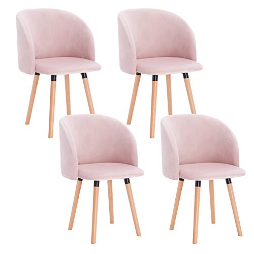WOLTU Set di 4 Sedie da Sala da Pranzo con Schienale Poltroncina per Soggiorno Gambe di Legno