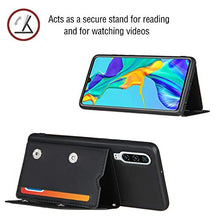 Lanyard - Custodia a portafoglio per Huawei P30, colore: Nero