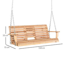 giordano shop Dondolo 3 Posti Sospeso 150x75x53 cm con Tavolino Pieghevole in Legno