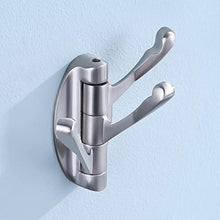 UMI. SOLID METAL Swivel Hook Heavy Duty Folding Swing Arm Triple Coat Hook with Multi Three Foldable Arms Towel/Clothes Hanger for Bathroom Kitchen Garage Wall Mount Brushed Nickel, A5060-2