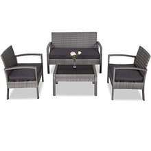 Deuba Set Mobili da Giardino Polyrattan Poltrone Panca tavolino Lounge Patio Salottino Esterno Grigio