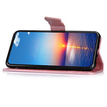 Saceebe Compatibile con Xiaomi A2 lite/Redmi 6 pro Custodia pelle Cover a libro Portafoglio Flip Case [Custodia in pelle goffrata con fiori e farfalle con cordino] Bumper,oro rosa