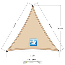 AMANKA Tenda da Sole UV - 2x2x2 m Triangolo HDPE - Telo di Protezione Solare Balcone Giardino Beige