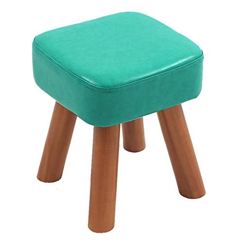 Mobili per la casa e giardino Supporto in legno quadrato imbottito Sgabello imbottito pouf da sgabello per ottoman 4 gambe e rivestimento in ecopelle-28x28x32cm Ottomani da cucina ( Colore : Blu )