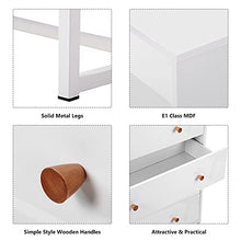 Cassettiera con 4 cassetti, moderna cassettiera laterale con ampio spazio di archiviazione, organizer funzionale con base in metallo per la casa, bianco puro