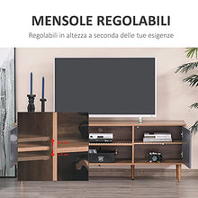 homcom Mobile TV per Salotto con 2 Armadietti con Anta e Mensole, per TV Fino 60'', 160x39.5x55cm, Teak e Grigio