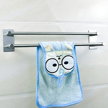 XIAJIA - Adesivo forte porta asciugamani a barra doppia 70 cm, spazzolato, 304 acciaio inox, 3 m adesivo, impermeabile completo (argento)