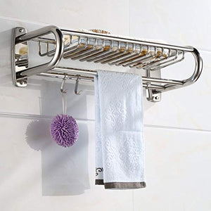 Portasciugamani Cucina Mensola Bagno Asciugamano a Doppio Strato Porta Asciugamani a Muro in Acciaio Inox 57cm Porta Asciugamani