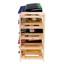 Scaffale per bottiglie di vino, in legno di pino, colore naturale, per 91 bottiglie, 174 x 80 x 28,3 cm