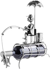 BRUBAKER Portabottiglie dal design"Angler con ombrello"- Con biglietto di auguri