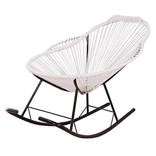Sedia a dondolo reclinabile in rattan bianco per bambini Sedia a sdraio per adulti Lettino prendisole Sedia da giardino con poggiapiedi e braccioli Sedie a sdraio reclinabili per piscina nel patio