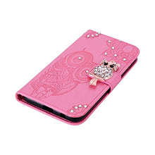 Robinsoni Custodia Compatibile con Samsung Galaxy A6 2018 Cover Folio a Fogli Mobili Cover Libro Pelle PU Case Taccuino Cover Portafoglio Custodia Libretto Retro Flip Caso Gufo in Rilievo Cover,Rosa