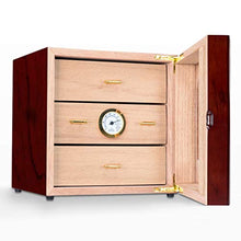 Umidificatore per Sigari Armadietto per Sigari Scatola per Umidificazione per Sigari Legno di Cedro Legno Massello Struttura in Legno A Tre Strati Grande capacità può Contenere 50 Sigari