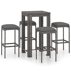 vidaXL Set da Bar da Giardino 5 pz con Cuscini in Polyrattan Grigio