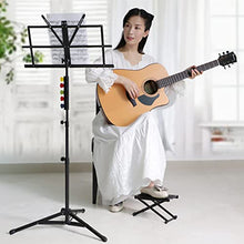 Rayzm poggiapiede per chitarra con pad in gomma antiscivolo, poggiapiede pieghevole per chitarra in metallo per chitarra classica/acustica/elettrica, regolabile in altezza, super robusto.