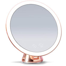 Fancii Specchio Ingranditore 10x Ricaricabile con 3 Impostazioni di Luce a LED e Ventosa Potente - 20 cm Specchio per Il Trucco del Bagno Dimmerabile Illuminato, Lana (Oro Rosa)