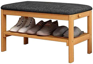 YANG Banco di Legno Cambio di Scarpe con Il Gancio del Pattino tormenta poggiapiedi Imbottito Guardaroba Multifunzione Pouf ottomano Carico Massimo 250kg, 65x32x38cm (Color : A)