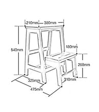 AGWa Sgabello pieghevole Ladder multifunzione a doppio uso 2/3 Scala, legno di gomma, 2 colori, 2 formati Scala Stool,Marrone,3 strati