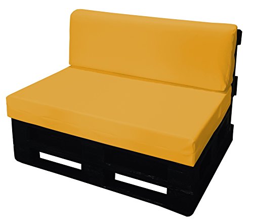 SET CUSCINI PER DIVANI PALLET BANCALI Seduta 120x80x15 cm + Schienale 120x39x11-19 cm - Ecopelle IDROREPELLENTE GIALLO ARANCIATO