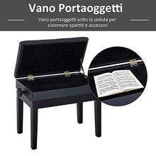 Outsunny HOMCOM Sgabello panchetta panchina Sedia per Pianoforte con vano portaoggetti Altezza Regolabile