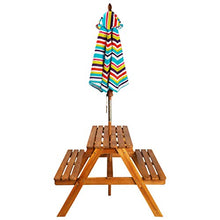Festnight Tavolo da Picnic per Bambini in Legno di Acacia con Ombrellone,Tavolo da Giardino per Bambini in Legno con Ombrellone 79x90x60cm