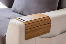 Bracciolo per divano in legno Portaoggetti Bracciolo per tavolo Tavolo per divano Portabicchieri Supporto per telefono Tavolozza dei colori Organizzatore per divano Portabicchieri in vetro (Giallo)