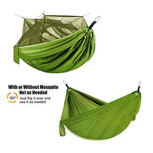 Amaca Zanzariera Portatile, Amaca da Campeggio Ultraleggera e Traspirante, 260x140cm, Capacità 300KG, Nylon Paracadute ad Asciugatura Rapida, per Escursioni in Giardino, Balcone, Campeggio, Verde