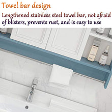 Specchio da Bagno Scorrevole A Scomparsa Specchio da Bagno con Mensola Specchio da Trucco A Parete con Portasciugamani,Small Blue b