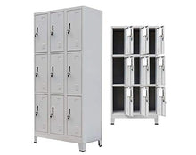Armadio Armadio in metallo, armadio con 9 scomparti per guardaroba, grigio 90 x 45 x 180 cm