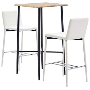 Tidyard 3 pz Set da Bar Moderno Acciaio e Similpelle Bianco/Viola,Set Tavolo e Sedie da Bar Moderni,Set Tavolo e Sedie da Cucina Moderni,Set Tavolo Quadrato e 2 Sedie Sgabelli con Schiena da Bar