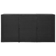 Oushome Copribidone Triplo Spazzatura Nero 229x78x120 cm in Polyrattan