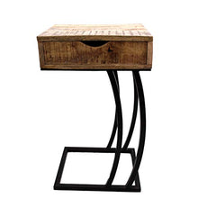 Tavolino da caffè, tavolino da salotto, piano in legno di mango, tavolo per computer portatile (inclinato con cassetto)