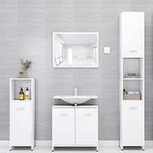 mewmewcat Set di mobili da Bagno, Mobile da Bagno con Specchio a Parete, sottolavello e Contenitore da Terra, Bianca