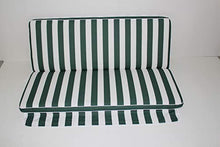 GHIOCUSCINI "Cuscini per Dondolo sfoderabile cm135 con tettuccio per Esterni Universale Mis. Larghezza cm 135 X profondità cm 54,Schienale cm54, SP. 6 cm. Cotone Rigato Bianco Verde Incluso Tettuccio