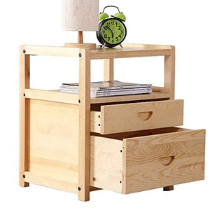 Comodini Pieno Pine Multi-Funzione di stoccaggio Comodino Moderno Minimalista Camera da Letto Doppio cassetto Bagagli Piccolo Comodino Comodini Letto (Color : Wood Color)