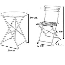 PiuShopping Set da Pranzo per Giardino, in Acciaio con Tavolo Rotondo E 2 SEDIE Pieghevoli (Azzurro)