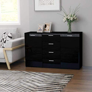 XHCP Credenza, Comodino, Comodino, Mobile Laterale per Soggiorno Camera da Letto Camera da Letto Nero Lucido 120x35,5x75 cm truciolare