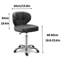 SXRDZ Gambe Sgabello con rotelle, salone di taglio Sgabello con Brown PU sedile in pelle sintetica, Altezza regolabile 60-80 cm, Reggere il peso di 160 Kg, rotonda Sgabello regolabile con schienale fo