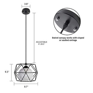 EYLM Lampada a Sospensione Vintage E27 Lampadario Industriale Retro con LED lampadina,Adatto per Cafe, Bar, Cucina, la Sala da Pranzo e Camera da Letto [Classe di efficienza energetica A+]